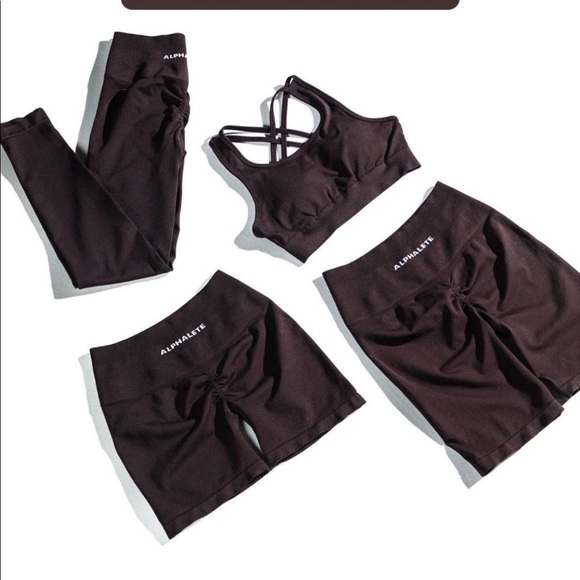 Alphalete amplify biker shorts in chocolate - Picture 12 of 17